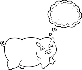 thought bubble cartoon pig