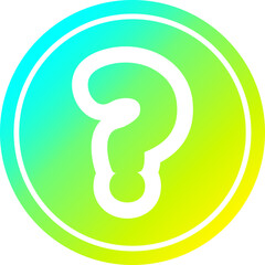 question mark circular in cold gradient spectrum