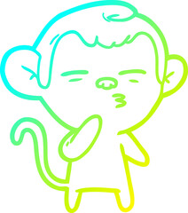 cold gradient line drawing cartoon suspicious monkey