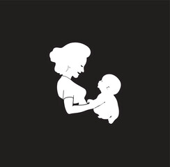  moms holding a baby silhouette vector drawing illustration