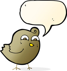 cartoon funny bird with speech bubble