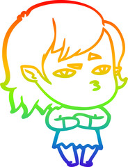 rainbow gradient line drawing cartoon vampire girl