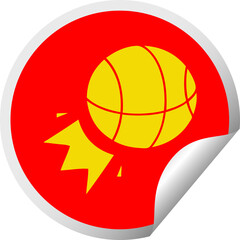Fototapeta premium circular peeling sticker cartoon basket ball