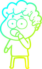 cold gradient line drawing cartoon man gasping in surprise