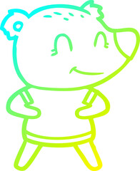 cold gradient line drawing friendly bear cartoon