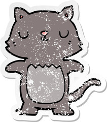 distressed sticker of a cartoon cat
