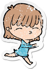 distressed sticker of a cartoon woman