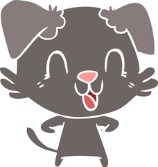 laughing flat color style cartoon dog