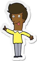 sticker of a cartoon funny man with idea