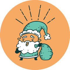 icon of tattoo style santa claus christmas character with sack