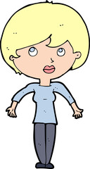 cartoon woman shrugging shoulders