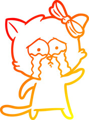 warm gradient line drawing cartoon cat