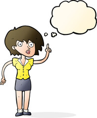 cartoon woman with question with thought bubble