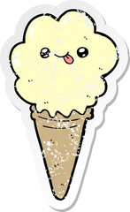 distressed sticker of a cartoon ice cream
