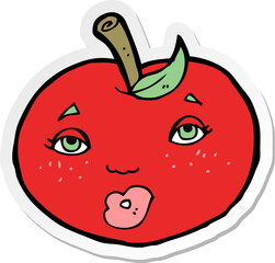 sticker of a cartoon apple with face