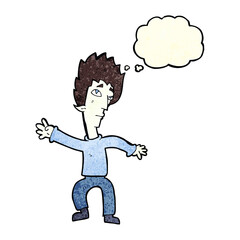 cartoon vampire man with thought bubble