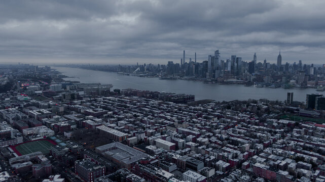 Manhattan view from Jersey city, drone photo