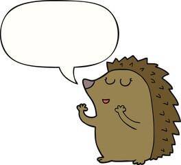 cartoon hedgehog and speech bubble