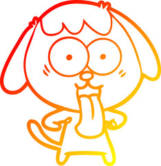 warm gradient line drawing cute cartoon dog
