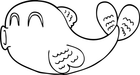 line drawing cartoon of a fish