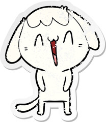 distressed sticker of a cute cartoon dog