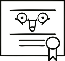 line drawing cartoon graduation diploma