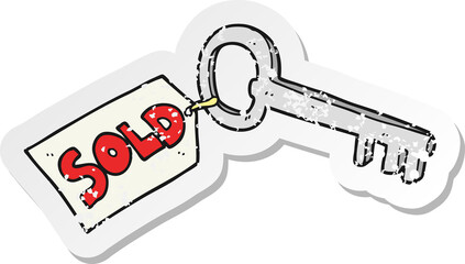 retro distressed sticker of a cartoon new house key