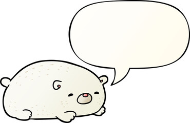 cute cartoon polar bear and speech bubble in smooth gradient style