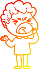 warm gradient line drawing cartoon furious man