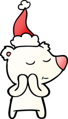 happy gradient cartoon of a polar bear wearing santa hat