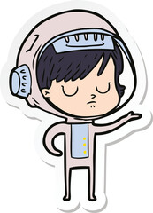 sticker of a cartoon astronaut woman