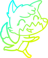 cold gradient line drawing happy cartoon fox