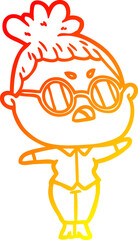 warm gradient line drawing cartoon annoyed woman