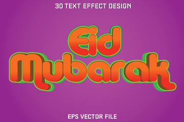 Eid Mubarak 3d text effect design