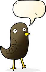 funny cartoon bird with speech bubble
