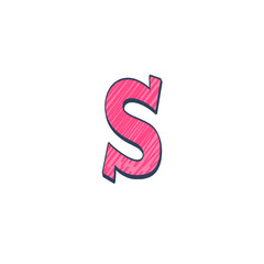 s typography alphabet letter, sticker format