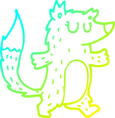 cold gradient line drawing cartoon wolf