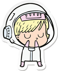 sticker of a cartoon astronaut woman