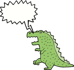 cartoon dinosaur with speech bubble