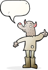 cartoon funny werewolf with speech bubble