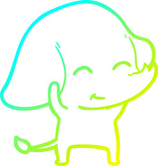 cold gradient line drawing cute cartoon elephant