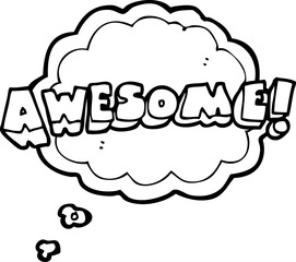 thought bubble cartoon awesome word