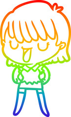 rainbow gradient line drawing cartoon woman