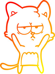 warm gradient line drawing bored cartoon cat