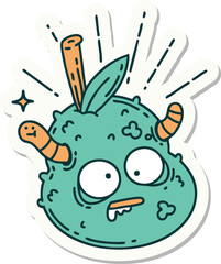 sticker of tattoo style rotten pear