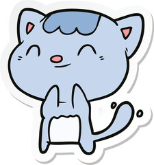 sticker of a cartoon happy cat