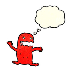 cartoon funny frog with thought bubble