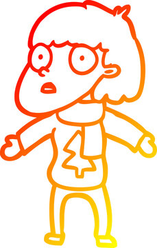 recommend clip art: warm gradient line drawing surprised christmas person