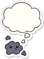 cute cartoon cloud and thought bubble as a printed sticker
