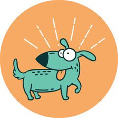 icon of tattoo style happy dog
